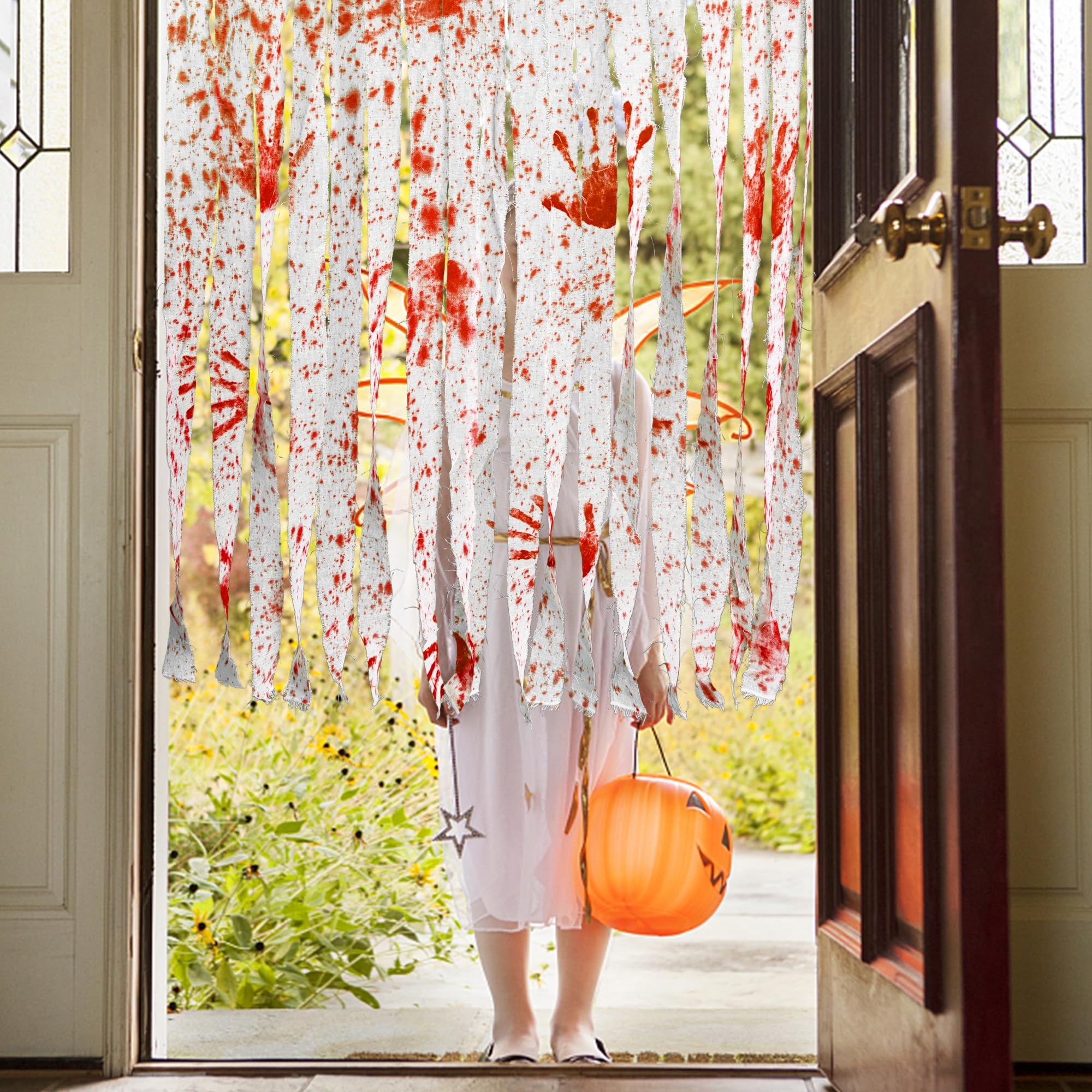 XJWZGM 25m Gruselvorhang Für Halloween - Blutige Gaze Für Türen, Fenster & Partydekoration