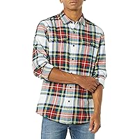 Amazon Essentials Camicia in Flanella con Due Tasche a Maniche Lunghe Vestibilità Aderente Uomo