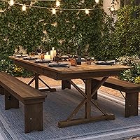 Vista 5 de Flash Furniture Hercules - Mesa de comedor plegable con patas en X, mesa rectangular de pino macizo de grado comercial para 10, 9 x 40 pulgadas