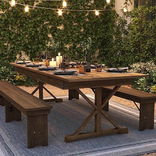 Miniatura 5 de Flash Furniture Hercules - Mesa de comedor plegable con patas en X, mesa rectangular de pino macizo de grado comercial para 10, 9 x 40 pulgadas