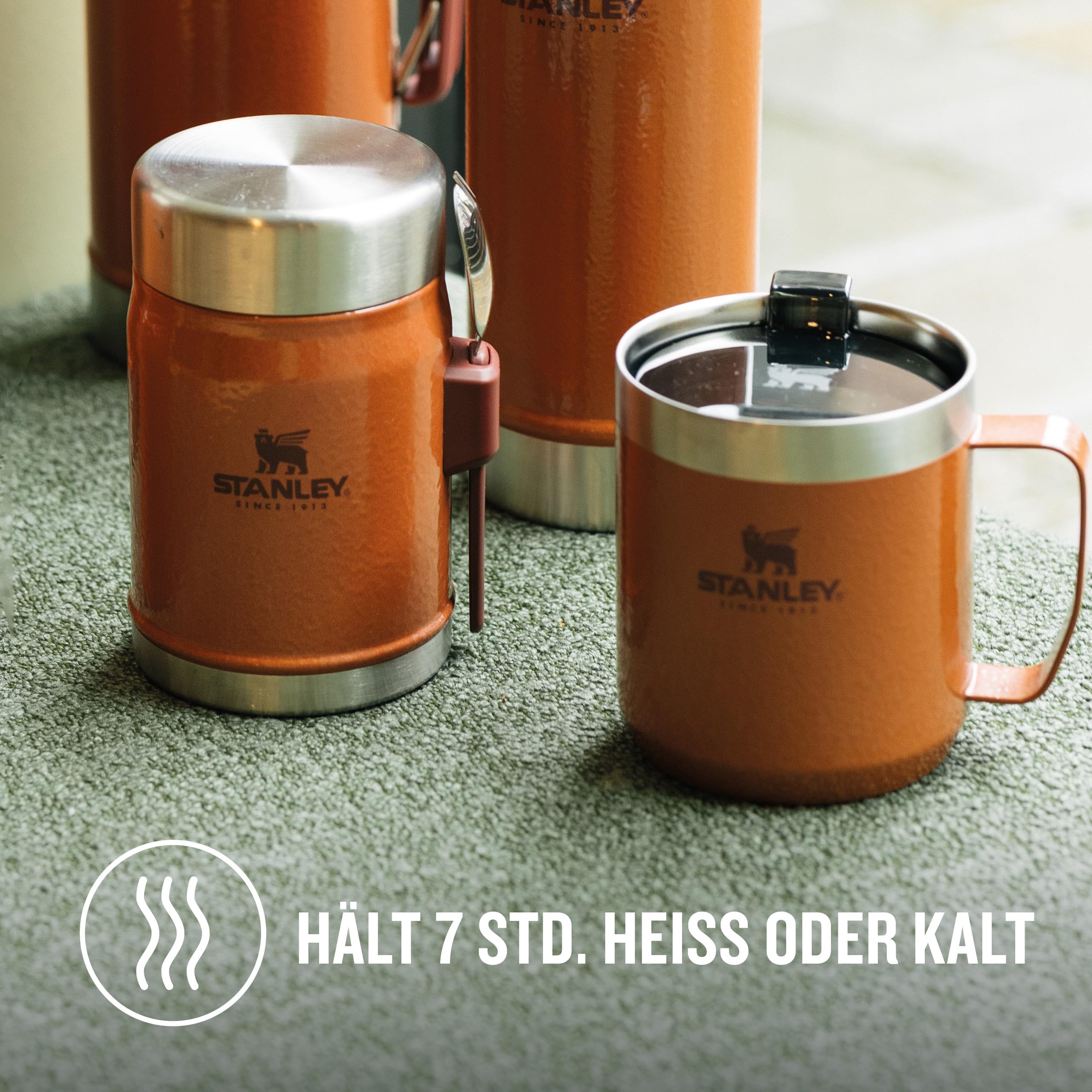 STANLEY 1913 Classic Legendary Food Jar mit Spork 400 ml - Hammertone Clay | Hält 7 Std. heiß oder kalt - Auslaufsicher - BPA-frei - Breite Öffnung