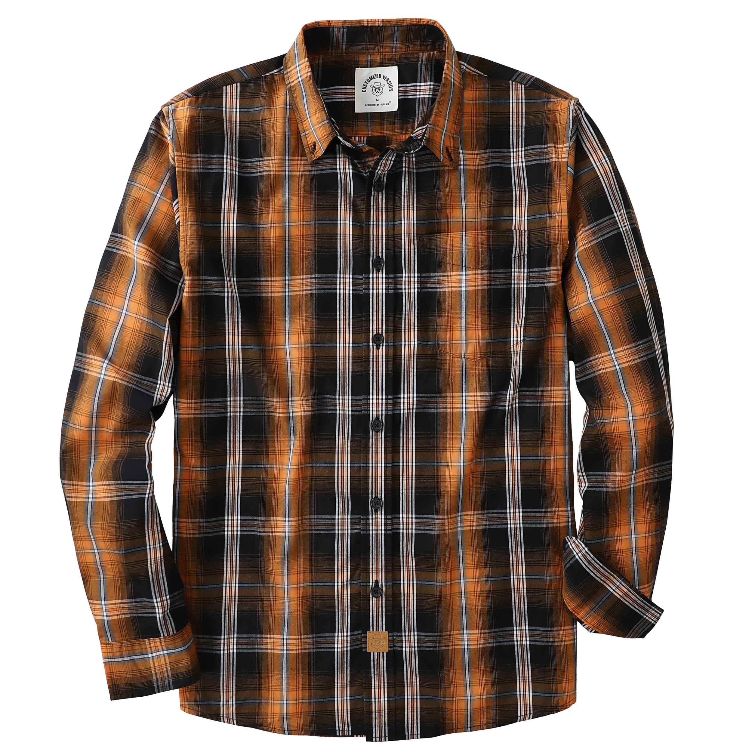 Dubinik® Freizeithemden Für Herren Langarm Kariert Regular Fit Comfort Baumwolle Button Down Mit Tasche