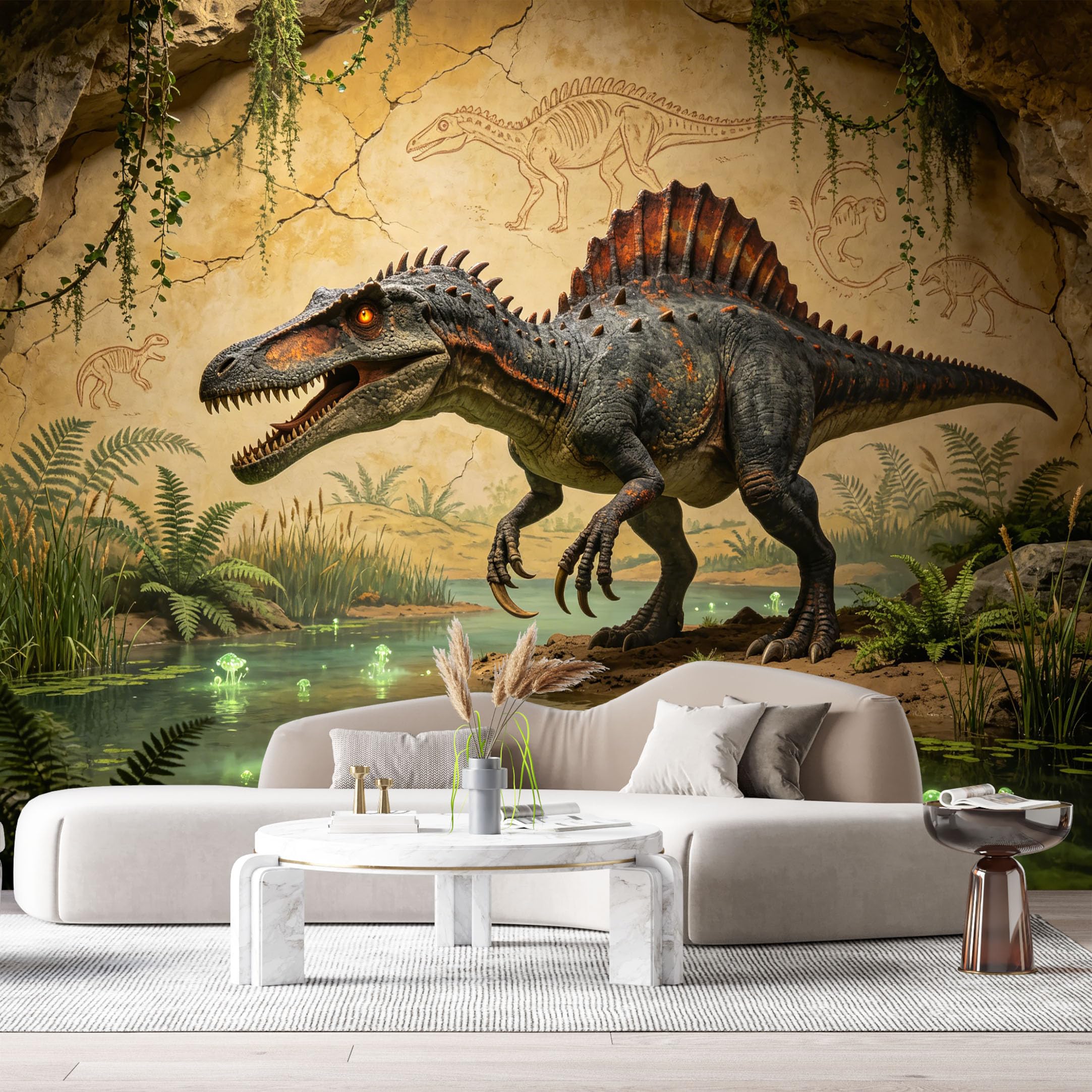 Custom Size Wall Mural Prehistoric Dinosaur Cave 3D Realistic Scene SelfAdhesive Art Prints Removable Large Wallpaper Boy Bedroom Esports Room Game Room Tenant Room Studio