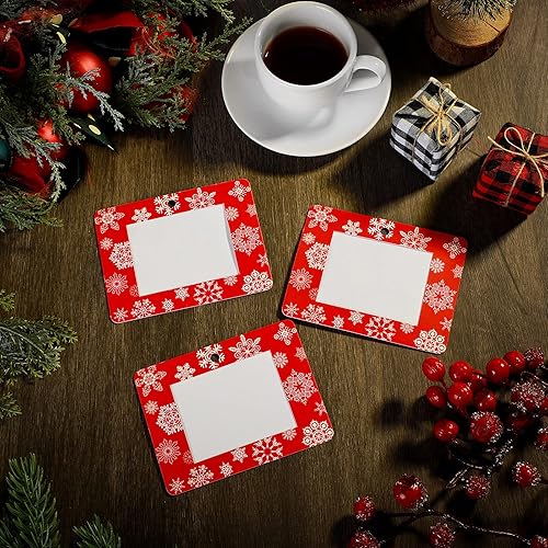 Miniatura 7 de Outus 50 marcos de fotos de árbol de Navidad con copos de nieve rojos, 3.4 x 2.6 pulgadas
