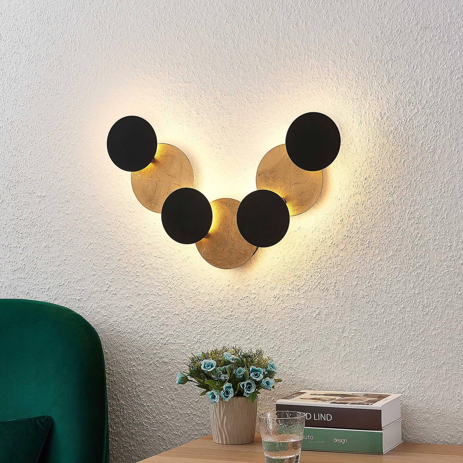 Lindby LED Wandleuchte, Wandlampe Innen Grazyna (Modern) in Schwarz aus Metall (7 flammig) - Wandstrahler Wandbeleuchtung Schlafzimmer/Wohnzimmer Wohnzimmerleuchte