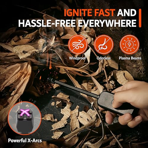 Vista 2 de Candle Lighter, Windproof Electric Lighter Arc Lighter with USB-C Charging Battery Indicator X-Type Plasma Beams for Candles, Cooking, Stoves