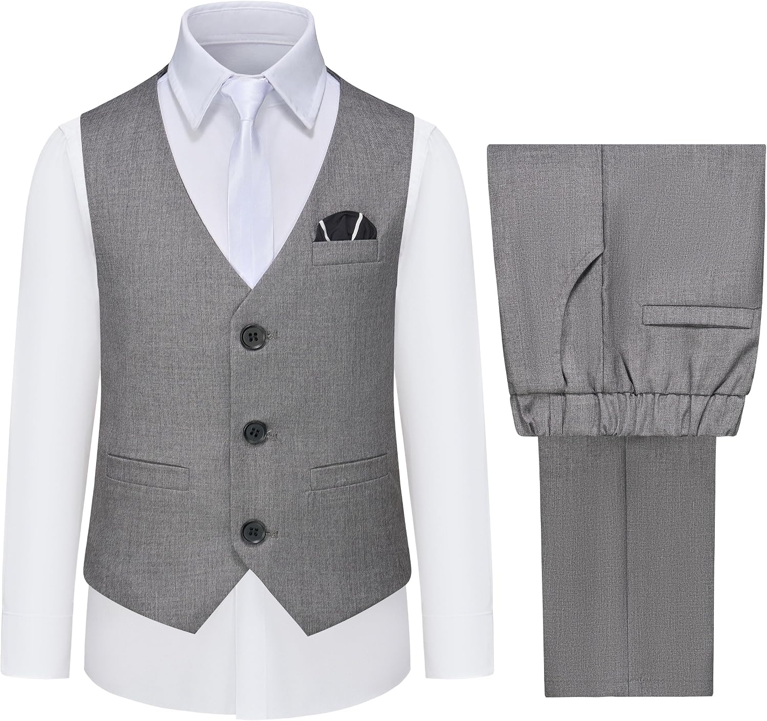 Boys Vest and Pants Set with Tie Formal Dress Suit Kids Toddler Teen Boy Wedding Communion Outfit