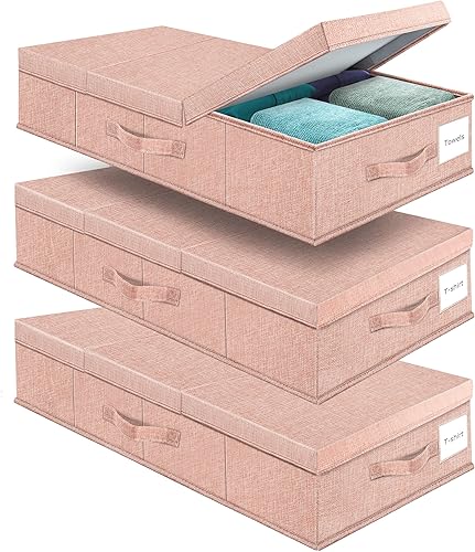Contenedores de almacenamiento debajo de la cama, paquete de 3, contenedores de almacenamiento grandes debajo de la cama con tapas, plegables y