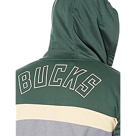 Ultra Game NBA Official Mens Contrast Back Cut Full Zip Hoodie Sweatshirt - Unisex, Milwaukee Bucks, Team Color, X-Large