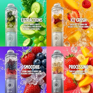 Ninja Blast Max, Portable Blender + Twist & Go, Personal Smoothie, Blend, Ice Crush, 3 Programs, Cordless, 22oz removable Vessel, Dishwasher Safe, Leakproof, Blue Raspberry, BC251BL2