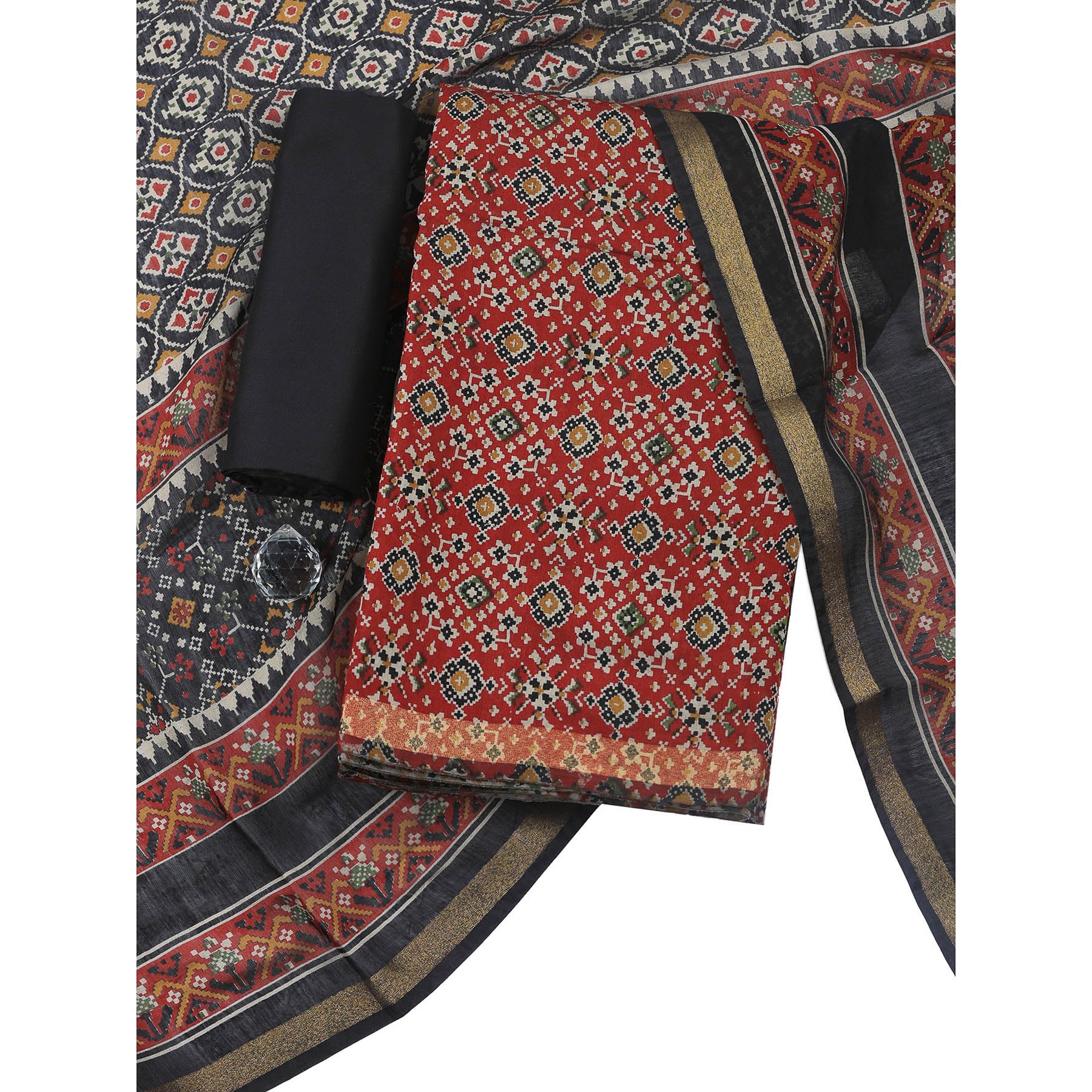 Women's Cotton Unstitched Kurta Fabric with Bottom & Dupatta Set | Ethnic Salwar Suit Material for Casual, Festive, Traditional & Everyday Wear-image-4