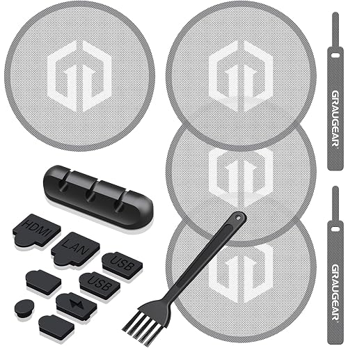 GRAUGEAR PS5 Dust Filter Kit, Fine Mesh Dust Proof Cover for PS5 Console Cooling Fan with 92% Airflow, Anti-Dust Silicone Plugs Set, Bonus Cable Holder & Ties, Black