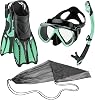 Phantom Aquatics Rapido Adult Mask Fin Snorkel Set, Panoramic View Snorkel Mask Snorkeling Gear Travel Bag, Mint, MLXL, us: 911 - EU: 4245