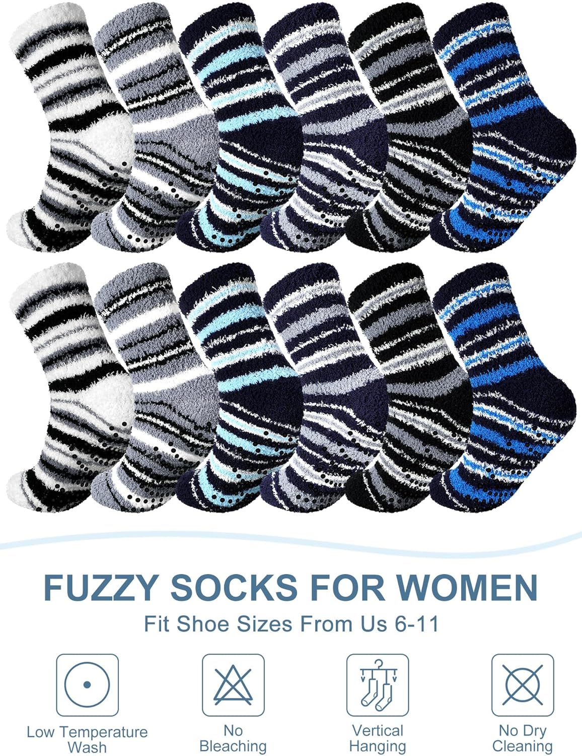 Liitrsh 18 Pairs Fuzzy Socks with Grips Plush Comfy Hospital Slipper Fluffy Socks Thick Non Slip for Men Women Gift - Image 3