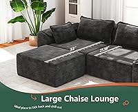 Vista 6 de Hobestluk Cloud - Sofá modular de 3 plazas con otomanas, sofá en forma de U, sofá de asiento profundo con funda extraíble, sofá grande para sala