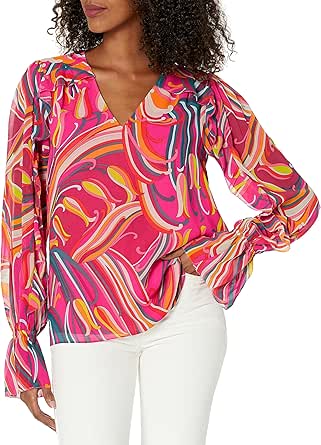 Trina Turk Women's Water Lily Top Red Size Small