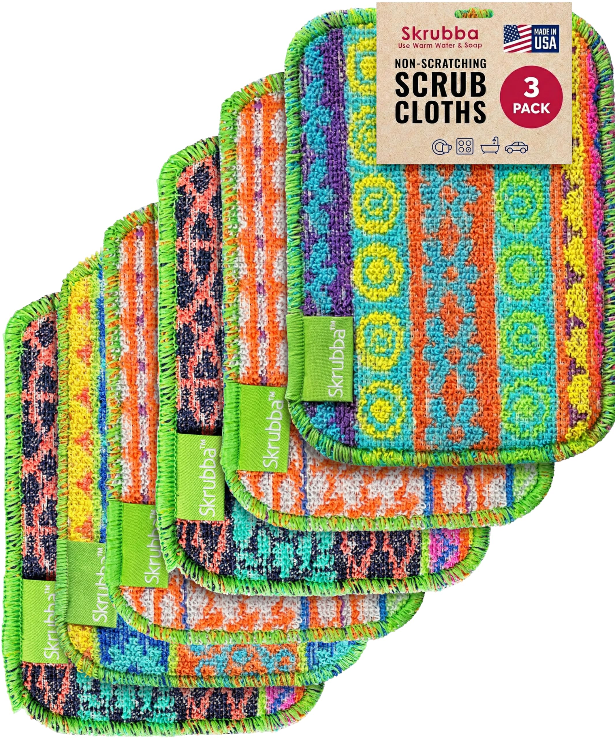 Wet-it! Skrubba 6-Pack Reusable Dish Scrubbers – Non-Scratch Scouring Pads for Kitchen &amp; Household – Eco-Friendly, Dishwasher Safe Scrub Sponges for Dishes, Pots &amp; Pans (Vogue)