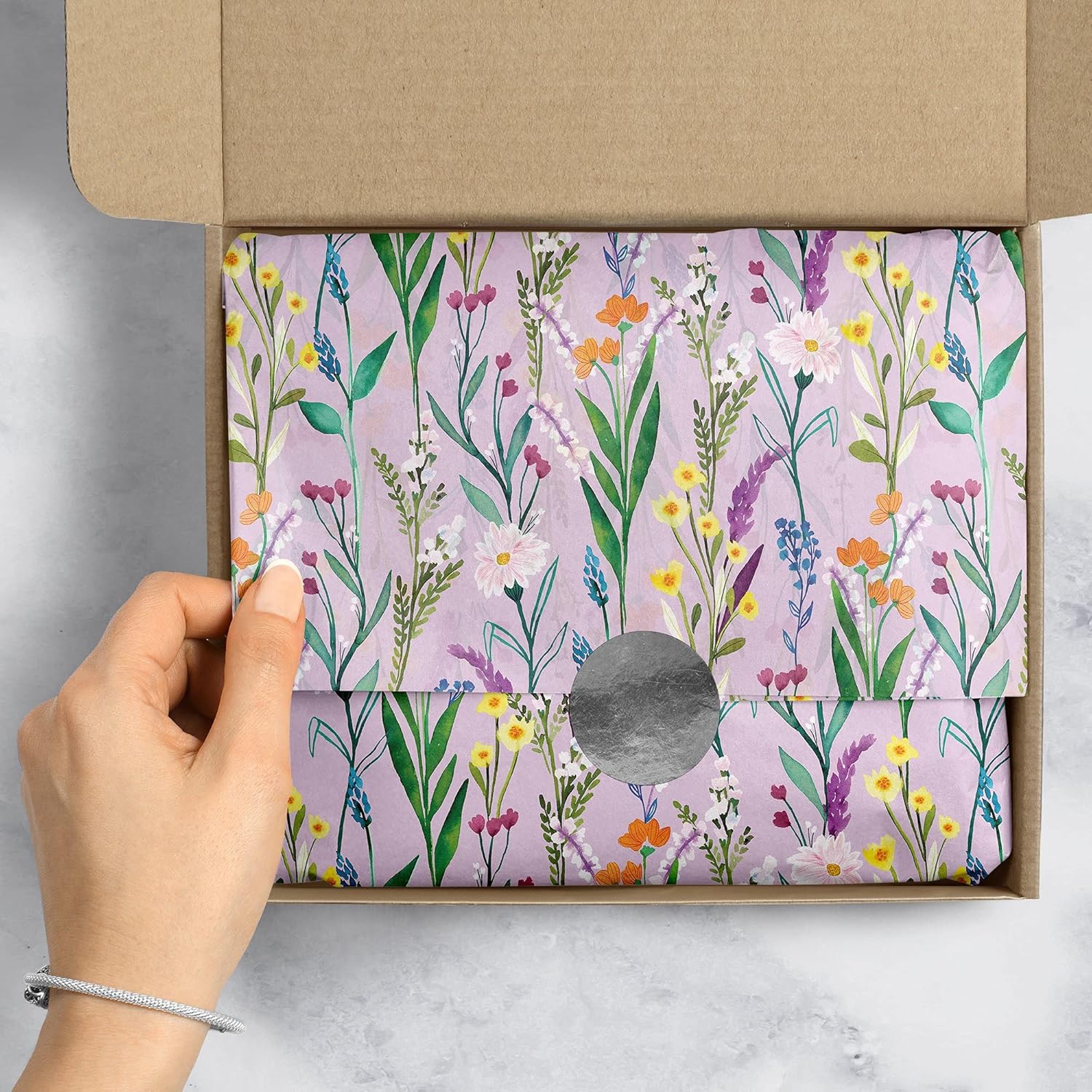 Jillson Roberts Printed Floral Gift Tissue 20" x 30", Secret Garden (240 Sheets)