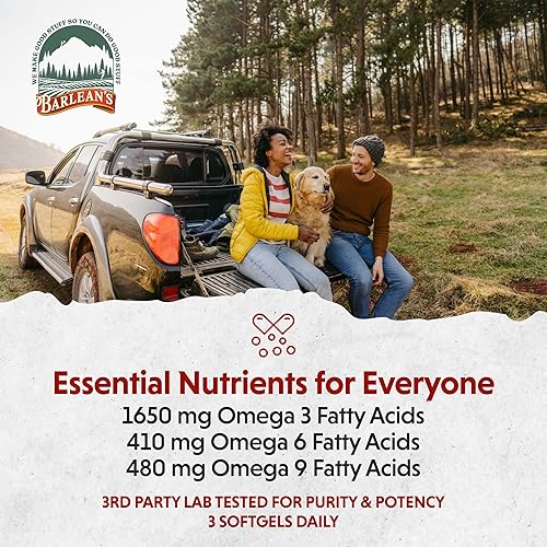 Miniatura 12 de Barlean's - Cápsulas blandas de aceite de lino con 1,650 mg de ácidos grasos ALA Omega-3 para mejorar la salud del corazón, sin OMG, sin gluten, 250