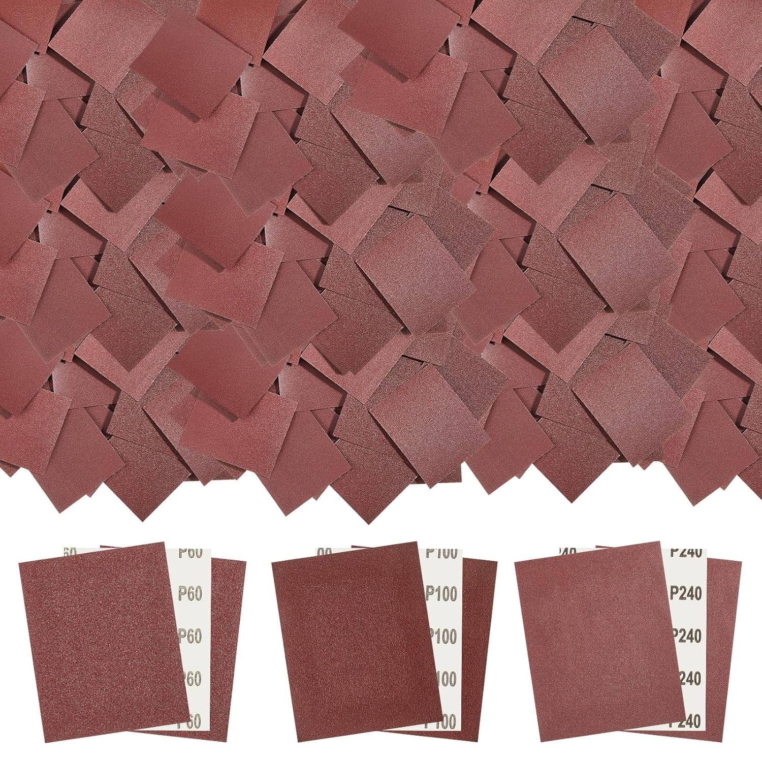 240 Pcs 1/4 Sheet Sandpaper for Palm Sander 4.5" x 5.5" Sand Paper Sheets Sandpaper Assortment Includes of 60 Grit, of 100 Grit, and of 240 Grit for Wood Metal Automotive Furniture