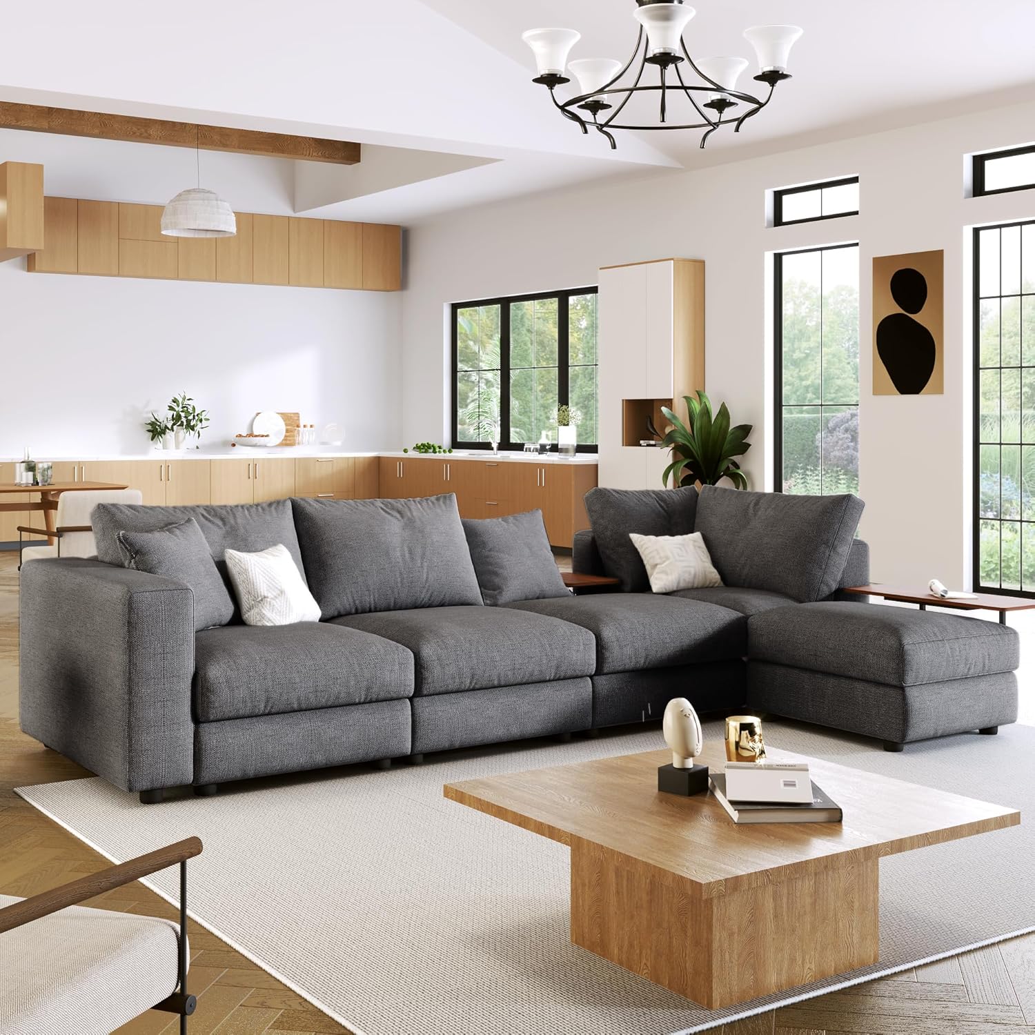 LyuHome 133" LShape Modular Sectional Sofa Couch with