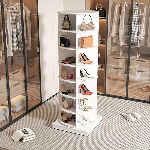Miniatura 10 de Maotifeys Estante giratorio para zapatos, zapatero giratorio de 6 niveles, organizador de zapatos giratorio de 360 que puede contener 24 pares de