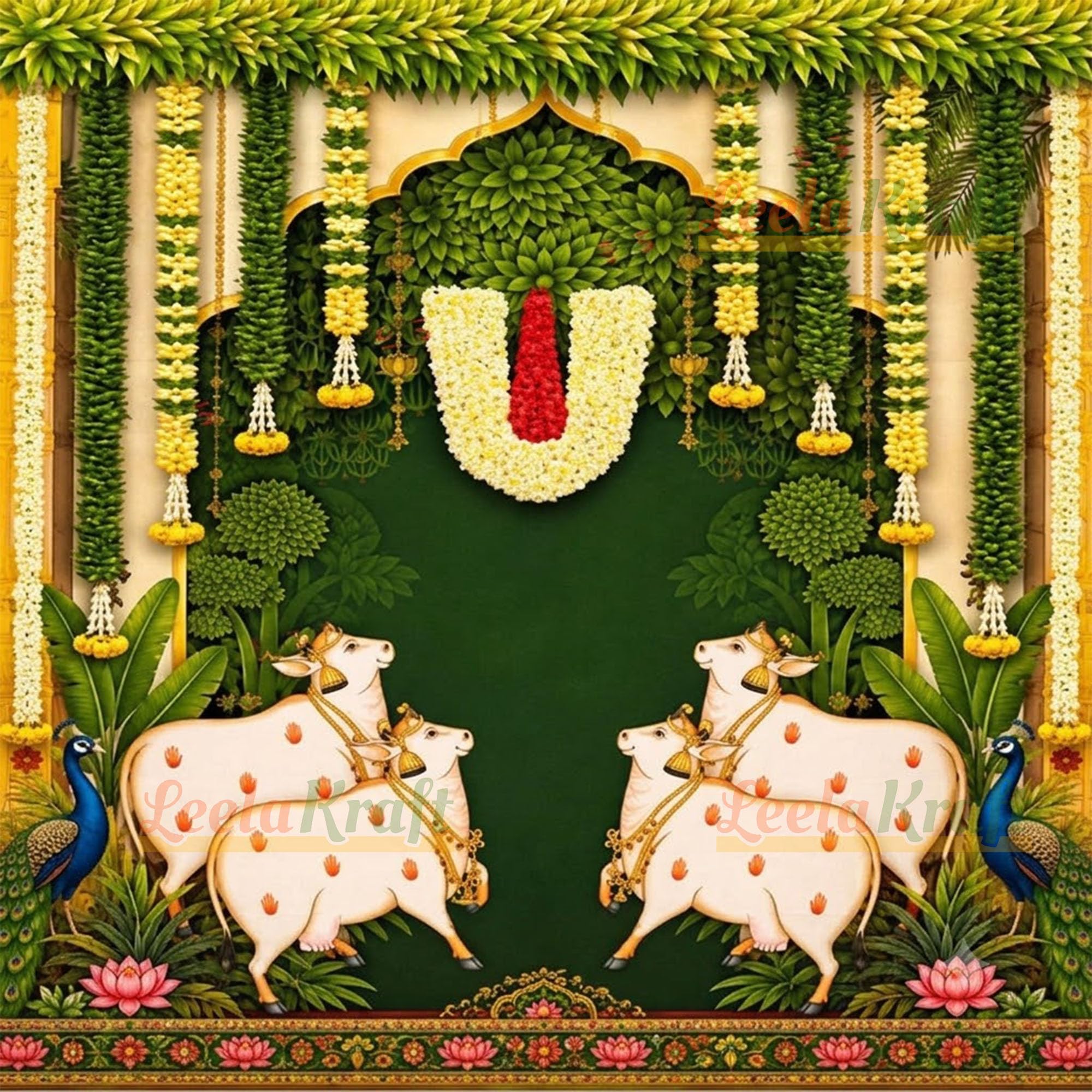 Namalu Backdrop Cloth (5x5 Feet) | Traditional & Pooja Decoration Background Curtain | for Festivals, Functions, Ceremonies & Home Décor-image-36
