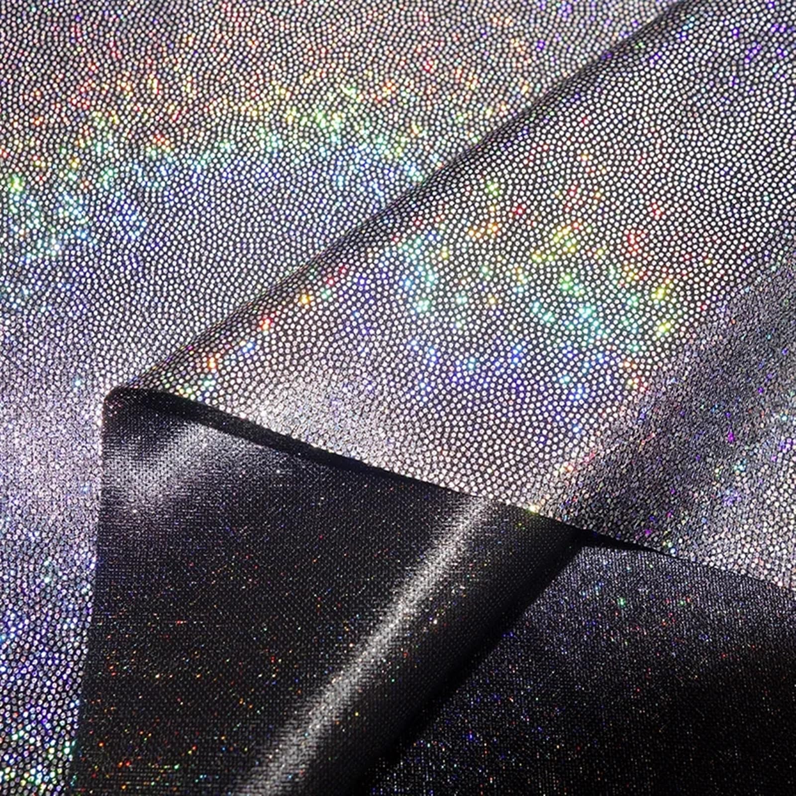 Glitter Metallic Fabric, Shiny Iridescent Holographic Polyester Fabric Various Sizes Wedding Party Doll Decor DIY(12,150CMx150CM)