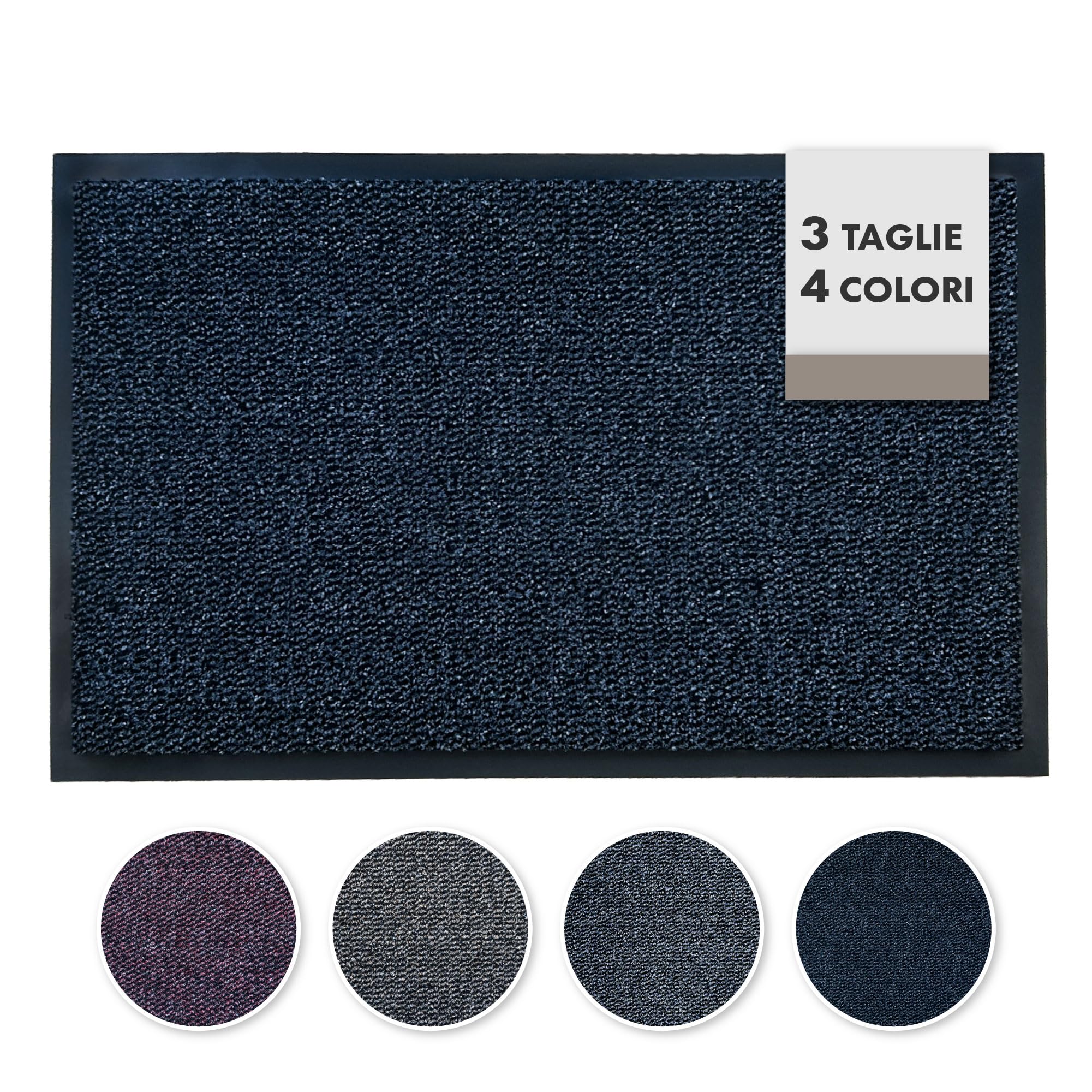 MATEN Basic Asciugapassi – Zerbino Ingresso Antiscivolo Assorbente in Tessuto assorbente e Vinile | Tappeto Antipioggia per Porta Casa, Ufficio e Condominio | 150x90 | Made in Italy