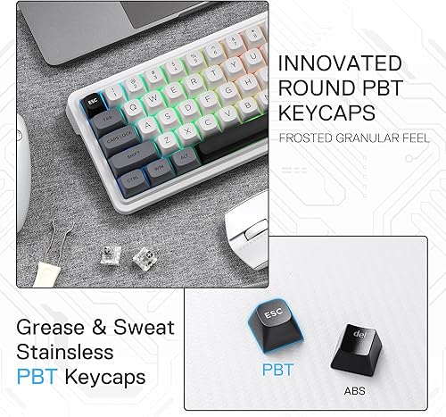 Miniatura 7 de Redragon K722 PRO Teclado inalámbrico 60% RGB para juegos, teclado mecánico compacto de intercambio en caliente de 61 teclas con enchufe Free-Mod,