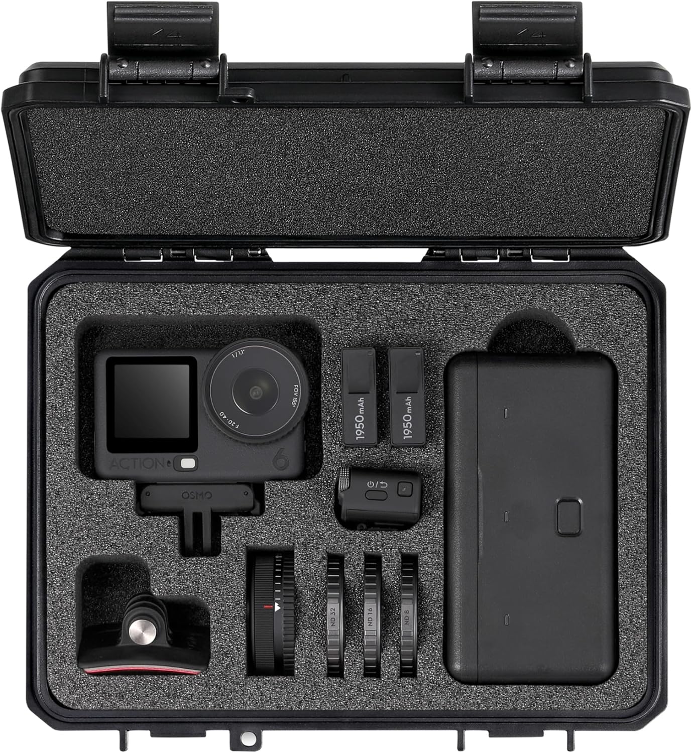Portable Waterproof Hard Case for DJI Osmo Action 6 Camera Accessories, Fits Standard/Adventure/Diving Combo, Compatible with Battery Case 2/ FOV Boost Lens (Case and Foam Only)