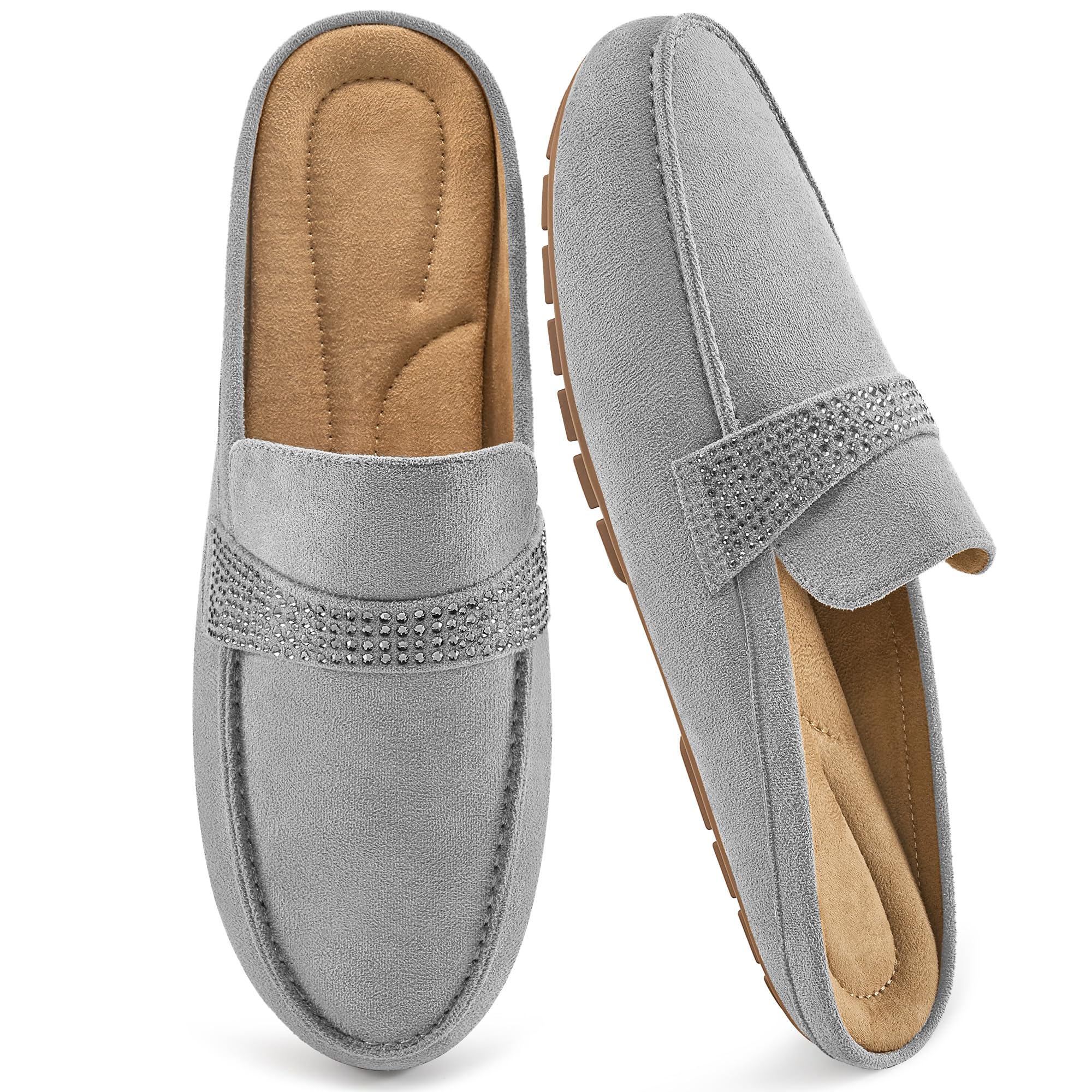 Mules for Women Comfortable Closed Toe Backless Loafers Slip on Flat Mule Casual Business Shoes Slides