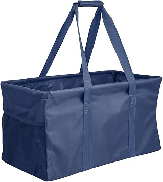 Extra Large Utility Tote Bag - Oversized Collapsible Beach Bag - Navy Blue