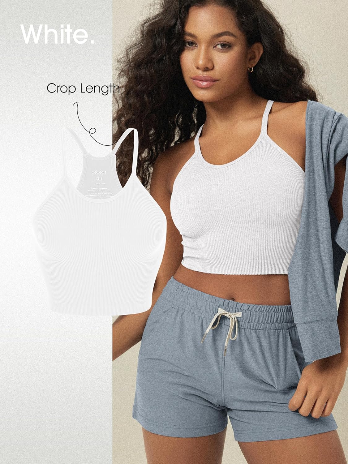 ODODOS Women's Crop 3-Pack Seamless Rib-Knit Camisole Crop Tank Tops - Image 4