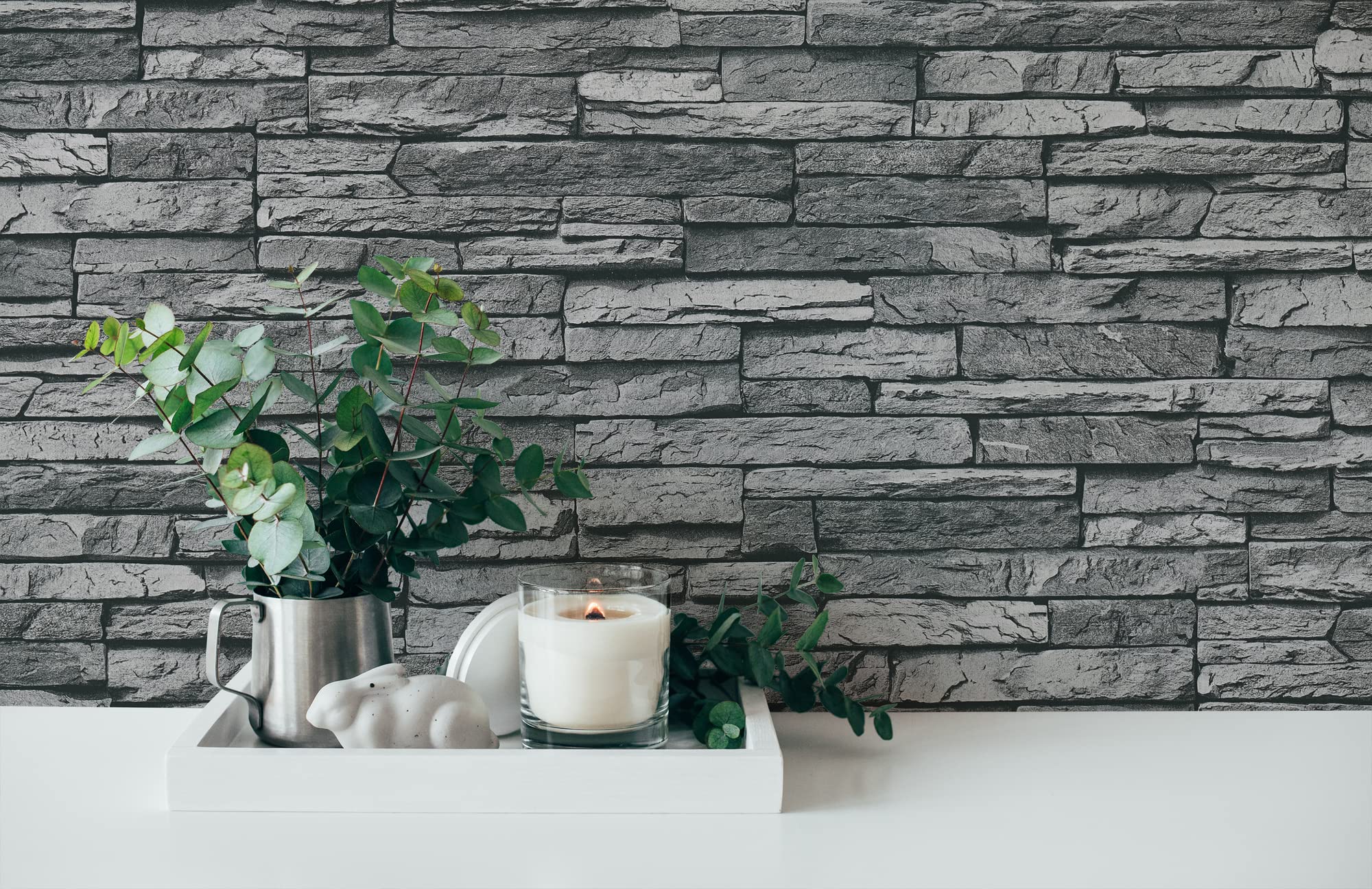 A.S. Création Selbstklebende Tapete Steinoptik Grau Schwarz The Wallcover 385891 3D 8,40x0,53m Made in Germany