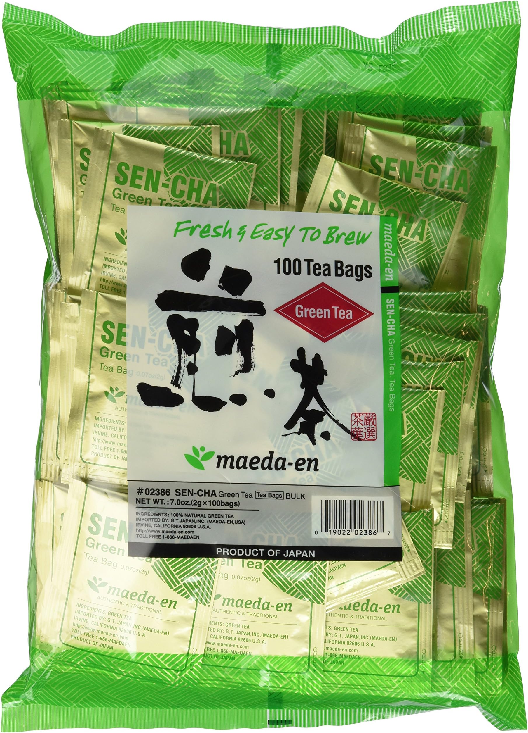 Maeda Sen-cha Green Tea With Matcha Tea Bags, 100-Count