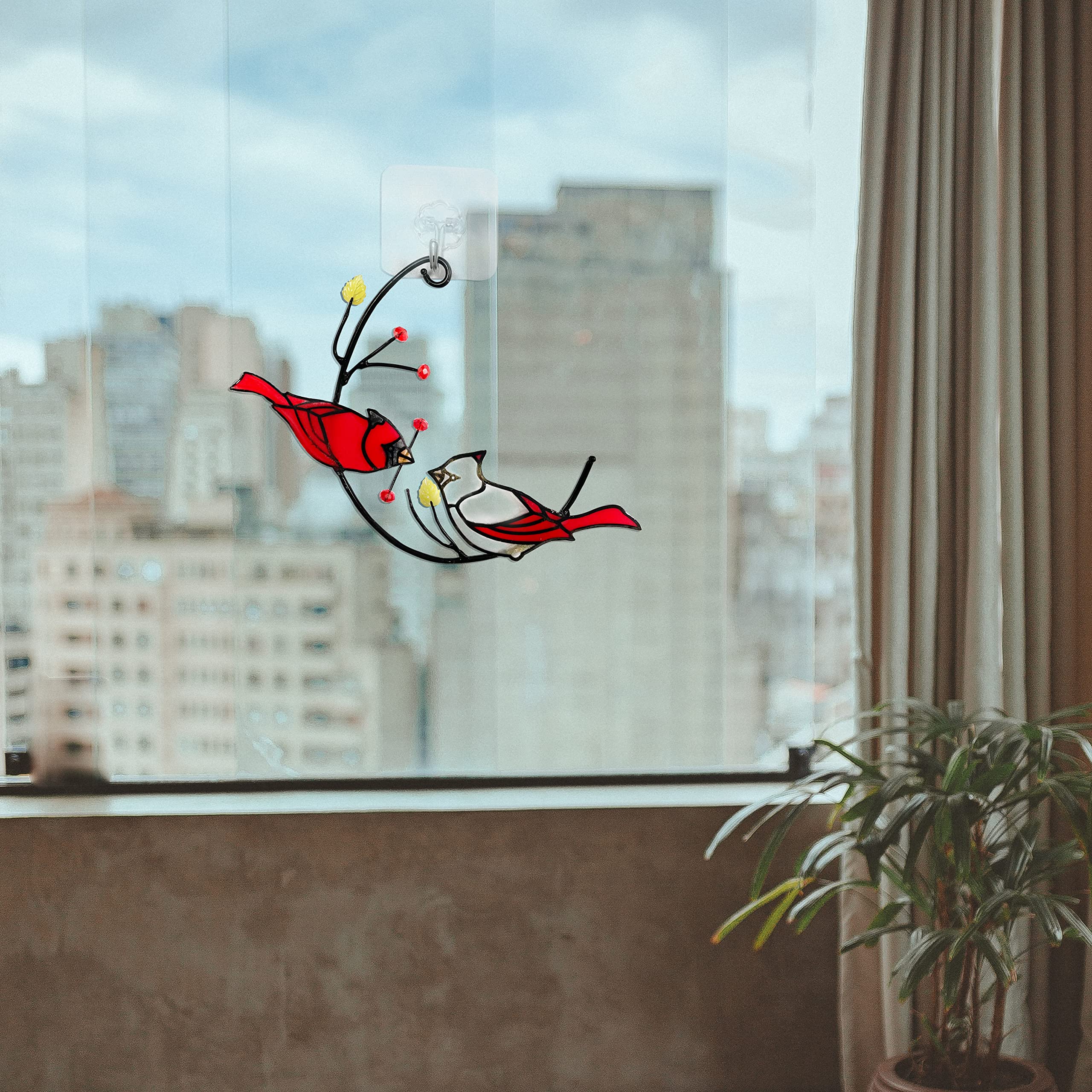 Reefan Kardinal Buntglas-Sonnenfänger – Handgefertigt, 10,9 X 20,1 Cm | Fensterdekoration Mit Haken