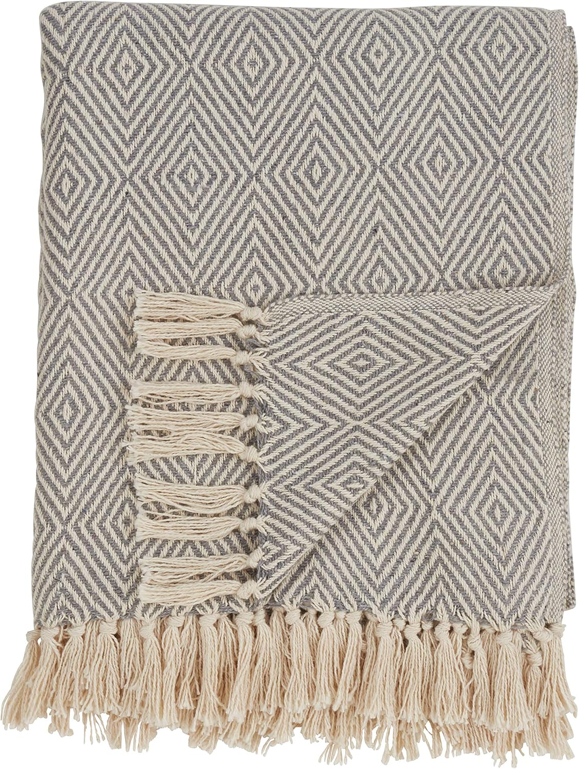 SARO LIFESTYLE Soft Cotton Diamond Weave Throw - Image 2