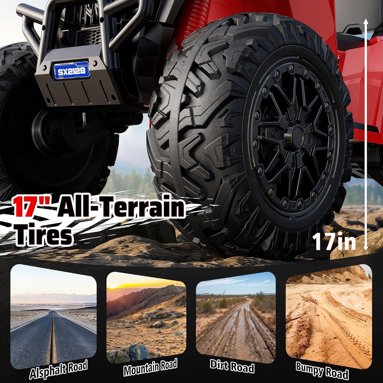 ANPABO Kids ATV 4 Wheeler for Big Kids Aged 5-14, 200Lbs Capacity, 800W 24V 2 Seater Ride on Toy with 17" All-Terrain EVA Tires, Shock Absorber, Removable Battery, Bluetooth, Kids ATV Off Road Car