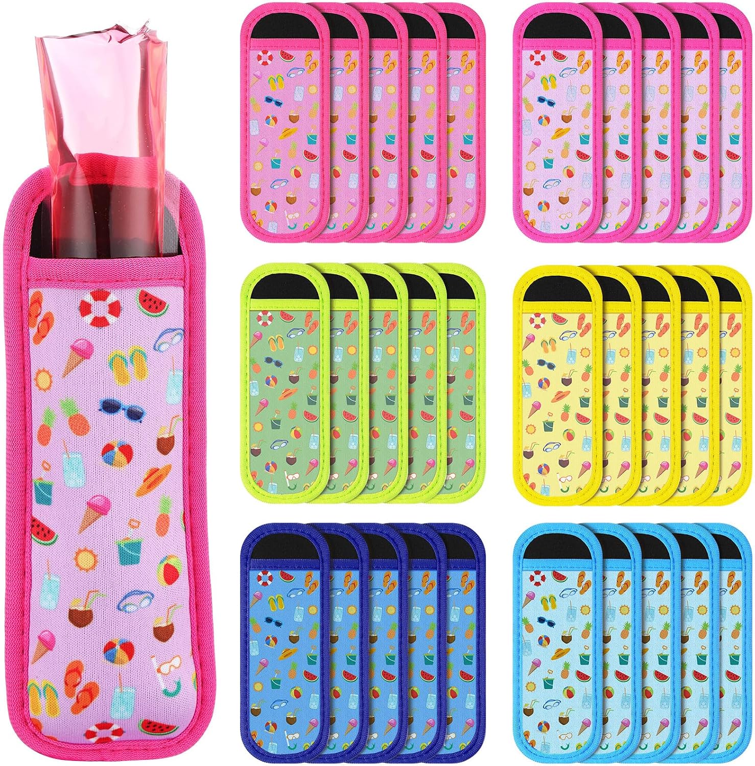 SiliFine 30 Pcs Ice Pop Sleeves Bulk Ice Pop Holders