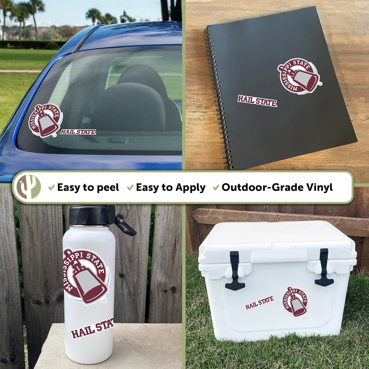 Desert Cactus Mississippi State University Sticker Mississippi State Bulldogs Vinyl Decal Laptop Water Bottle Car Scrapbook Sheet (4 Inch Set V1) - Image 2