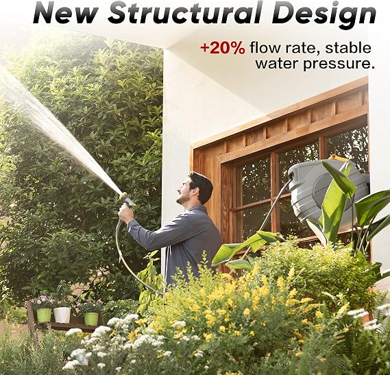 GLAHODEN 5/8100ft&1/2115ft Retractable Garden Hose Reel Heavy Duty Automatic Hose Reel Wall Mount
