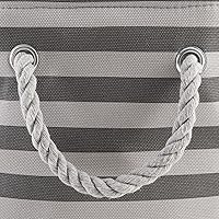 Vista 4 de Bone Dry - Cubo de almacenamiento para mascotas con parche de pata rayado, pequeño redondo, gris, para razas medianas