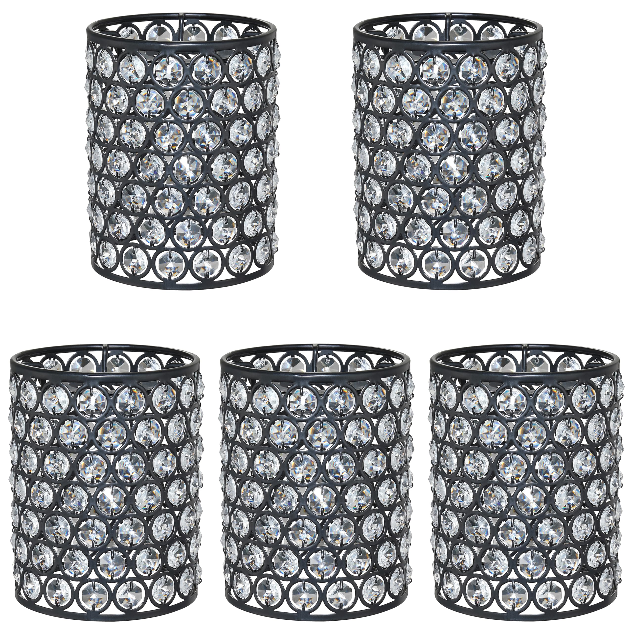 5 Pack Crystal Replacement Covers Metal Shade Pendant Ceiling Chandelier Wall Sconce Lamp Black Fixture