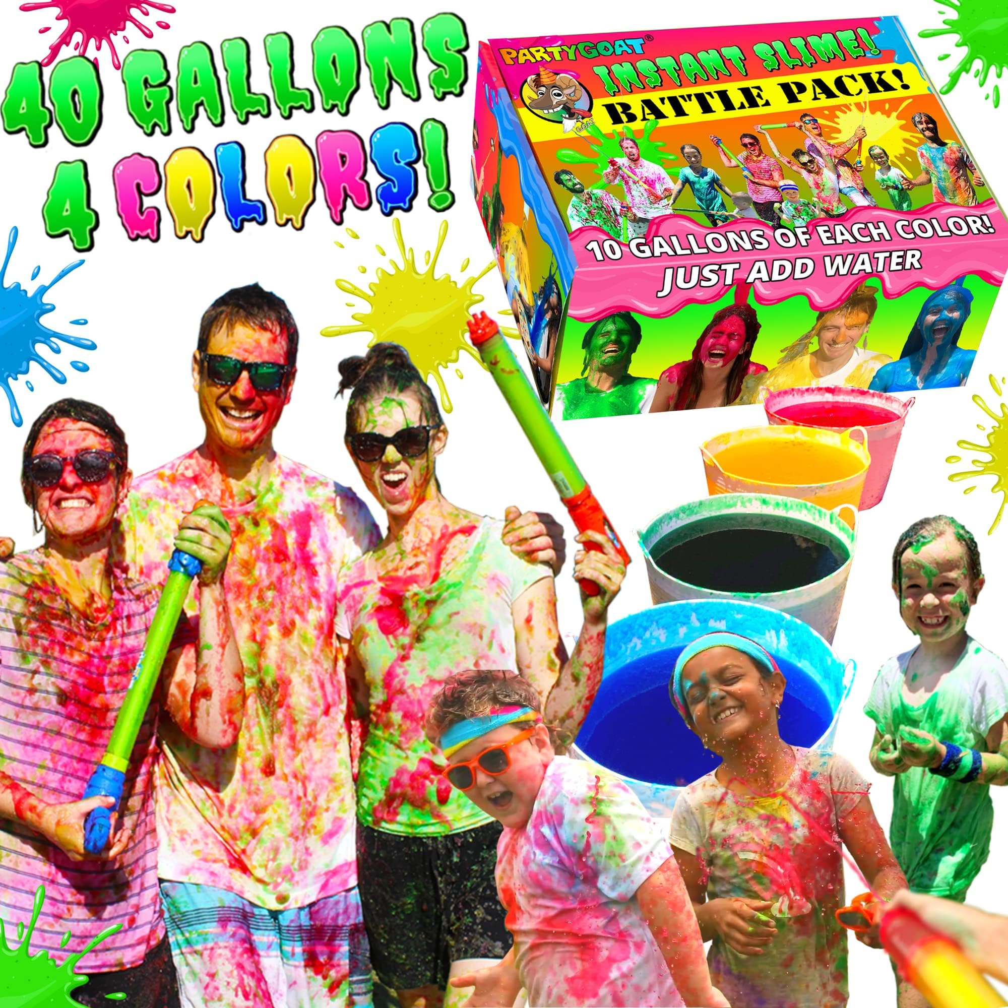 Bulk Instant Slime Powder. Mix with Water to Make 40 Gallons. Large Multicolor Kit for Slime Blaster Guns, Color Run or Color War