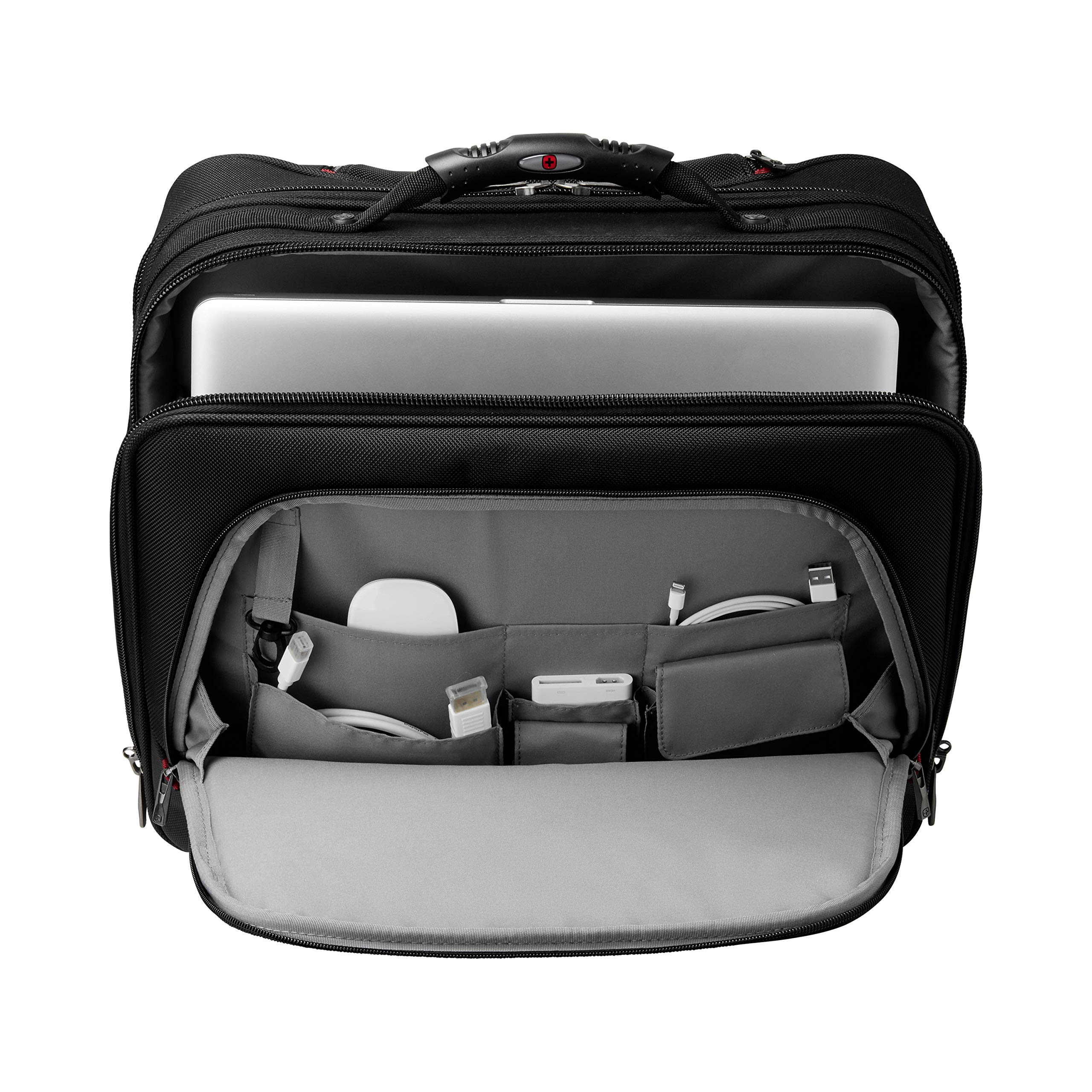 WENGER Spheria Trolley Sac pour Ordinateur portable 16 Pouces, Poche pour Tablette Tactile 10 Pouces, Porte-Documents à Roulettes, 22 l, Femmes Hommes, Bureau Voyages d’Affaires Uni, Noir, 605978