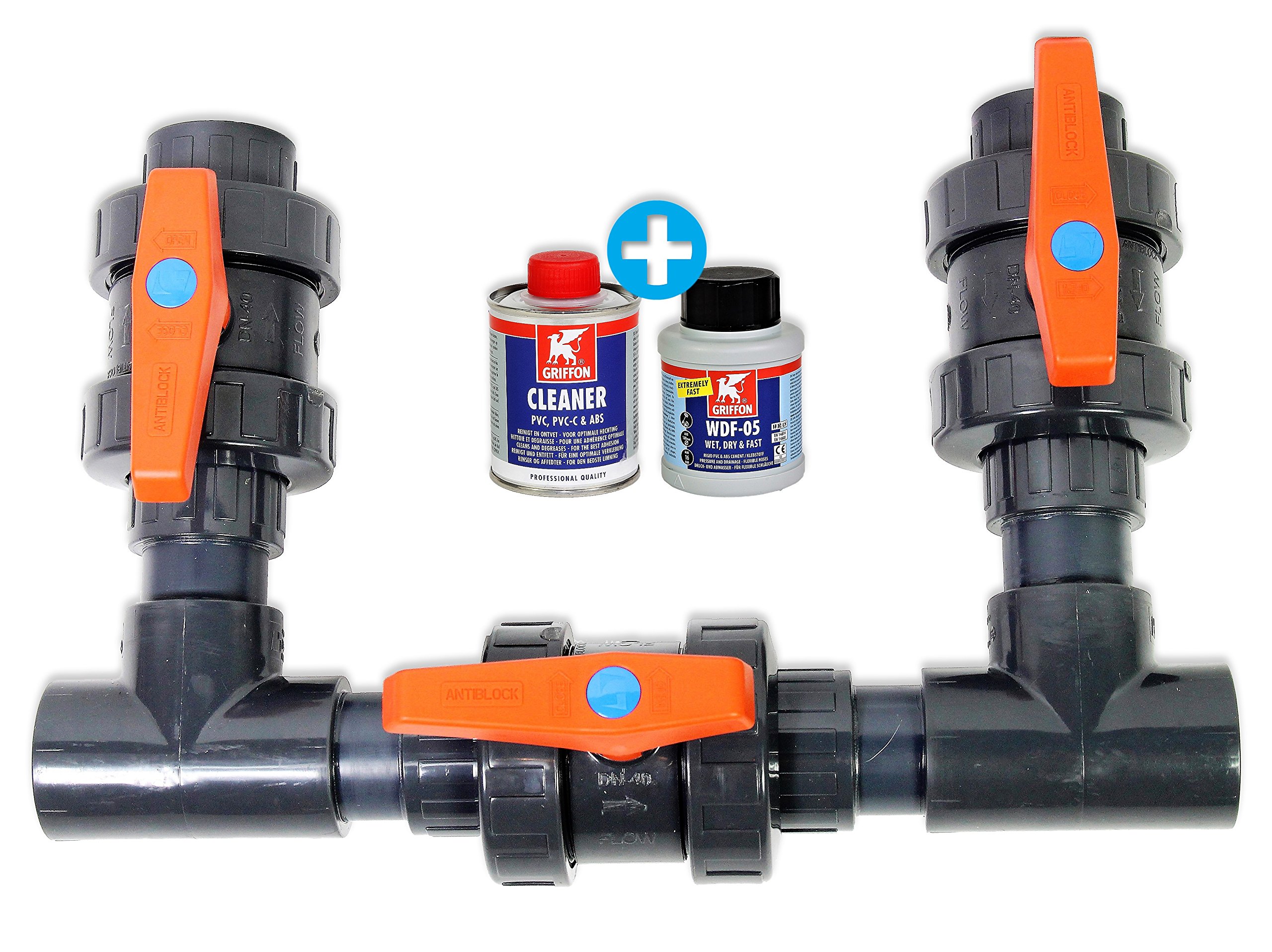 Bypass Set 2 90° für Wärmepumpen Ø 50 mm Poolheizung Schwimmbecken Pool Heizung
