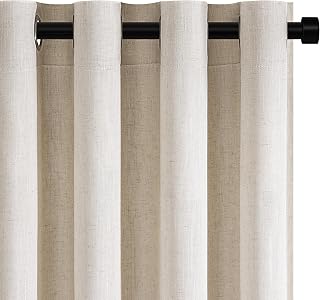 Topfinel Vorhang, Naturleinen, für Kinderzimmer, Vorhänge, Elfenbeinfarben, Vorhänge und Vorhänge innen, mit Ösen, transparent, dekorativ, Wohnzimmer, modern, Küche, 140 x 225 cm, 2 Stück