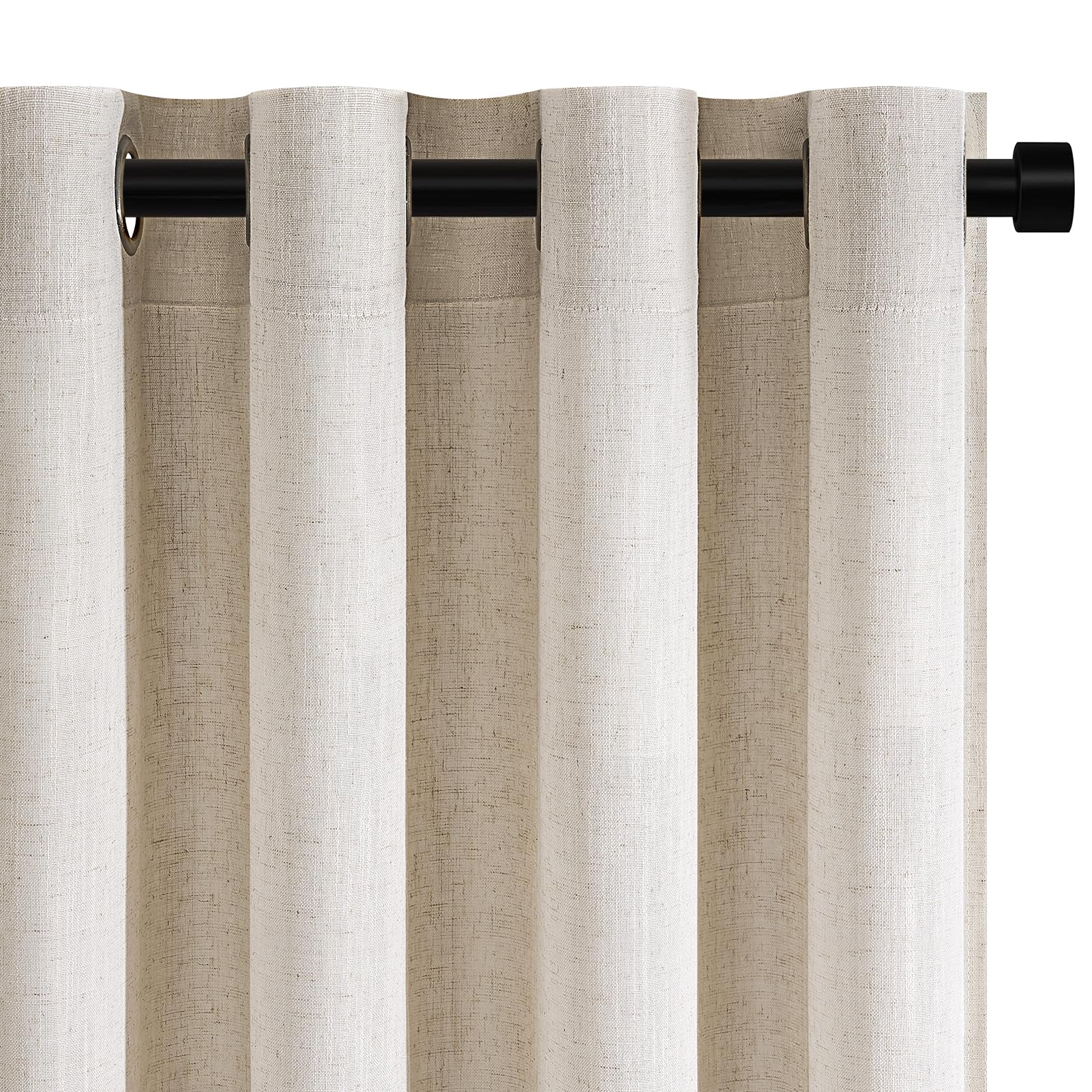 Topfinel Rideau Voilage Naturel Lin Chambre Enfant Rideaux Voilage Ivoire Rideaux et Draperies Intérieurs à Oeillets Translucides Décoratif Salon Moderne Cuisine 140x240cm-2pcs