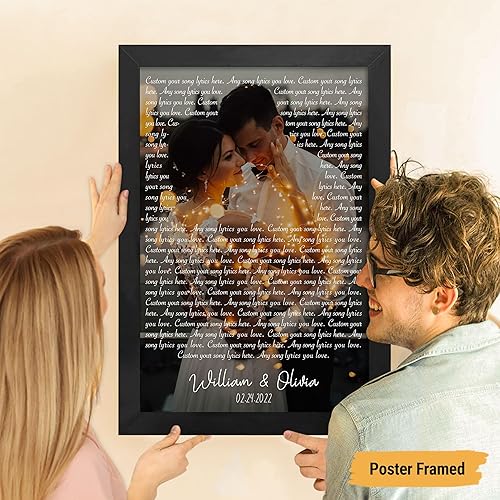 Vista 175 de VICILO Póster musical personalizado con letras de canciones, decoración sentimental perfecta, regalo de San Valentín para él, regalos de novio